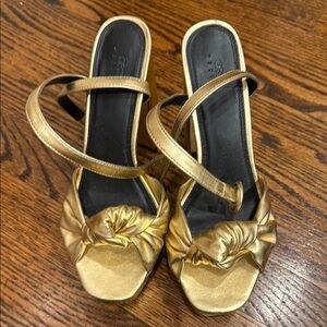 ASOS Gold Heels with Bow Detail